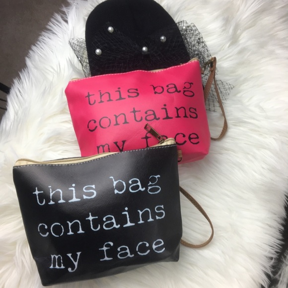 PINK “this bag contains my face” wristlet bag - Picture 4 of 5